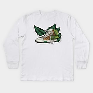 Stay Fresh and Plant a Tree with the Brown Cartoon Converse-Inspired Kids Long Sleeve T-Shirt